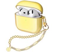 Ucharmbead Compatible with AirPods 4 Case Girly Protective Glitter Gold Jewelry Cover for Air Pods 4th Generation with Luxury Bracelet Keychain for Women Girls (Square)