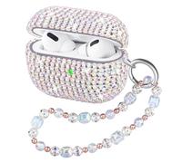 Ucharmbead Compatible with AirPods Pro 2 Case Protective Glitter Cute Case for AirPod Pro 2nd Gen with Luxury Shining Keychain Lanyard Strap for Women Girls (Beige)