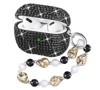Ucharmbead Compatible with AirPods Pro 3 Case Protective Glitter Cute Case for AirPod Pro 3rd Gen with Luxury Shining Keychain Lanyard Strap for Women Girls (Black)