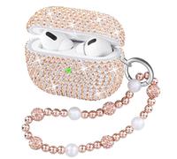 Ucharmbead Compatible with AirPods Pro 3 Case Protective Glitter Cute Case for AirPod Pro 3rd Gen with Luxury Shining Keychain Lanyard Strap for Women Girls (Champagne)