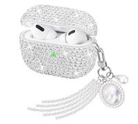 Ucharmbead Compatible with AirPods Pro 3 Case Protective Glitter Cute Case for AirPod Pro 3rd Gen with Luxury Shining Keychain Lanyard Strap for Women Girls (Silver Pearl Charm)