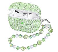 Ucharmbead Compatible with AirPods Pro 3 Case Protective Glitter Cute Case for AirPod Pro 3rd Gen with Luxury Shining Keychain Lanyard Strap for Women Girls (Green)