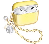 Ucharmbead Compatible with AirPods Pro 3rd Generation Cute Case Cover for Air Pods Pros 3 with Golden Jewelry Keychain Charm Lanyard Strap for Girls Women (Gold Plated Beads)