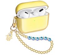 Ucharmbead Compatible with AirPods Pro 3rd Generation Cute Case Cover for Air Pods Pros 3 with Golden Jewelry Keychain Charm Lanyard Strap for Girls Women (Evil Eye)