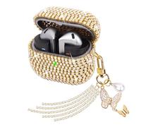 Ucharmbead Compatible with Samsung Galaxy Buds 3 Case and Galaxy Buds 3 Pro Case (2024), Cute Sparkly Protective Case with Keychain for Women - Butterfly Charm