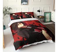 Uchiha Itachi Naruto 3 Pieces 3D Quilt Duvet Cover Hotel Quality with Pillowcases Easy Care And Super Soft Microfibre Luxury Bedding Anime Duvet Cover Set Double(200x200cm)