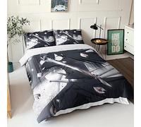 Uchiha Itachi Naruto 3 Pieces 3D Quilt Luxury Bedding Set,Bedroom Quality Duvet Set 3D Anime Duvet Cover,Soft Microfiber Quilt with Zipper King(220x240cm)