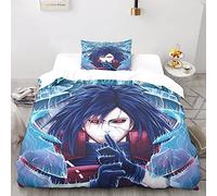 Uchiha Itachi Naruto 3 Pieces 3D Quilt Luxury Bedding Set,Bedroom Quality Duvet Set 3D Anime Duvet Cover,Soft Microfiber Quilt with Zipper Single（135x200cm）