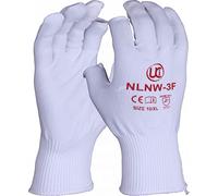 UCI 10 x NLNW-3F Partially Fingerless Low Lint 13 Gauge Nylon Shell Comfort Dexterity Gloves - White (10 / XL)