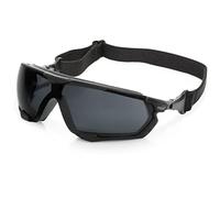 UCi Traega LUGA HYBRID Safety Glasses Interchangeable Strap & Side Arms KN Rated Permanent Anti-Fog, Anti Scratch Lens Lightweight Comfortable Wraparound Modern Sport Design (Smoke)