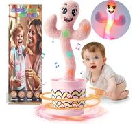 Ucikik Dancing Talking Cactus Baby Toy, Cactus Baby Interactive with 120 Pcs Songs+Singing+Dancing+Recording+LED, Mimicking Recording Repeats What You Say Toy 0-6 6-12 Months+ Babies