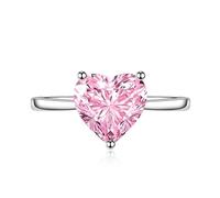 Ucilon Birthstone Rings for Women, Moissanite Heart Ring, Open, Adjustable, Stackable, Cubic Zirconia Ring for Teen Girls, Birthday Gifts for Mom and Her, Metal, Cubic Zirconia