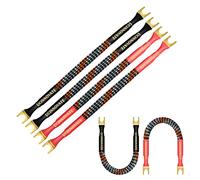 UCINNOVATE 4 x HiFi OFC Speaker Jumper Cable with Spade, 21cm Speaker Cable Bridge Bi-Wire Speaker Jumper Plates, 11AWG Cable Bridge to Speaker Cable Terminals with 8 Gold Plated Spade
