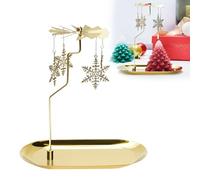 UCINNOVATE Christmas Spinning Candle Holder, Snow Rotating Candlestick Set for Candle Lover, Romantic Wedding, Christmas Party, Fireplace Decor, Home Table Decorations, Holiday Favor Gift(Golden)