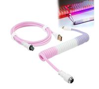 UCINNOVATE Coiled Keyboard Cable, Pro Custom Coiled USB C Cable for Gaming Keyboard, Double-Sleeved Mechanical Keyboard Cable with Detachable Metal Aviator, 1.8M USB-C to USB-A (Pink & White &Purple)