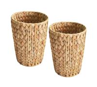 UCK-KIT 2 Pack Wicker Trash Can, Woven Water Hyacinth Wicker Waste Basket for Bathroom, Small Trash Can for Bedroom, Round Garbage Can for Kitchen, Living Room, Office,Natural