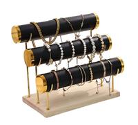 UCK-KIT 3 Tier Bracelet Holder Display Bracelet Organizer, Detachable Bangle Storage Rack with Wooden Tray Jewelry Holder, Jewelry Holder Organizer for Bracelet, Necklace,Black