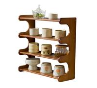 UCK-KIT 4-Tier Wooden Mug Display Holder, Mug Holder For Countertop Coffee Cup Holder Coffee Mug Organizer Mug Rack for Coffee Bar Organizer Mug Shelf for Cabinet for Kitchen, Home,Brown