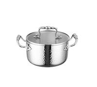 UCK-KIT Stainless Steel Stock Pot with Visible Lid for Pasta, Soup, Spaghetti, Nonstick Thick Bottom Stockpot, Induction Pasta Pot Compatible with All Cooktops, Dishwasher Safe,2.7QT