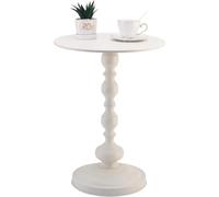 UCK-KIT Vintage Metal End Table,Matte Black Round Side Table Nightstand for Bedside or Sofa, Accent Table Decorative Small Space Living,White