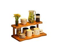 UCK-KIT Wooden Mug Holder Countertop, Coffee Station Organizer, Counter Shelf for Tea Coffee Bar Accessories, Matcha Stand, Cup Display, Kitchen Condiment Storage Rack,2Tier,11.81IN