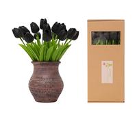 ucky Artificial Flowers 20Pcs Tulips Realistic Touch Spring Summer Fake Flowers for Home Decor Outdoor Garden Parties and Wedding Decorations Mother's Day Easter Gifts (Black, 20 Pcs)