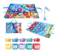 Uclac 1 Set Number Learning Toys Cloth Fishing Game with Nesting Cups Educational Color Sorting Montessori Tools for Toddlers