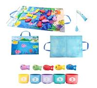 Uclac 1 Set Number Learning Toys Cloth Fishing Game with Nesting Cups Educational Color Sorting Montessori Tools for Toddlers