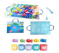 Uclac 1 Set Number Learning Toys Cloth Fishing Game with Nesting Cups Educational Color Sorting Montessori Tools for Toddlers
