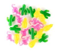 Uclac 24 Pcs Reusable Ice Cubes, Flamingo Cactus Pineapple Duck Style Plastic Ice Cubes, Summer Luau Tropical Themed Colored IceCube for Coolers Whiskey Cocktails Beer Wine