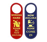 Uclac Toilet Double-Sided Door Hanger Sign, Working Hard Please Do Not Disturb Sign, Funny Bathroom Vacant Please Come in Sign, PU Leather Door Hanger Sign for Home Decor