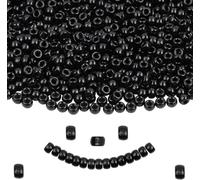 UCLEVER 1000pcs Pony Plastic Beads for Bracelet Making, Black Beads for Hair Braiding, DIY Crafts, Kandi Jewelry, Key Chains and Ornaments Decorations (Black)