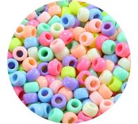 UCLEVER 1000pcs Pony Plastic Beads for Bracelet Making, Macaron Candy Color Beads for Hair Braiding, DIY Crafts, Kandi Jewelry, Key Chains and Ornaments Decorations (Macaron)