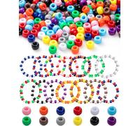 UCLEVER 1000pcs Pony Plastic Beads for Bracelet Making, Multi-Colored Beads for Hair Braiding, DIY Crafts, Kandi Jewelry, Key Chains and Ornaments Decorations