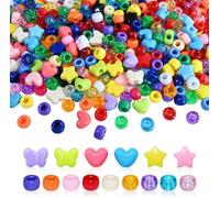 UCLEVER 1000pcs Pony Plastic Beads Shapes for Bracelet Making, Multi-Colored Beads for Hair Braiding, DIY Crafts, Kandi Jewelry, Key Chains and Ornaments Decorations (Mix-color-1000pcs)
