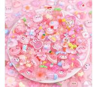 UCLEVER 100PCS Cute Slime Charms Bulk Set - Kawaii Flatback Resin Charms for Crafts, Mini Decoden Acrylic Embellishments for Phone Junk Cases, Scrapbooking & DIY Decoration (Pink)