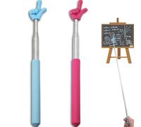 UCLEVER 2pcs Teacher Pointer Finger Stick, Retractable Telescopic Pointing Stick for Teachers' Teaching,Conference Training,Speeches,Lectures(Rose Red, Light Blue)