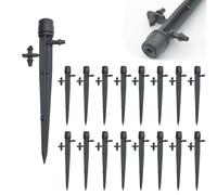 UCLEVER 30Pcs Drip Irrigation Emitters Adjustable Dripper 360 Degree Full Circle Pattern Water Flow Bubbler with Stake for 1/4 inch Irrigation Hose for Garden Greenhouse (Drip Emitters)