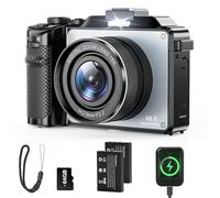 UCMDA 4K Digital Camera for Photography and Video Auto-Focus, 56MP Anti-Shake Vlogging Camera with 18X Digital Zoom, Flash, Compact Travel Camera with 64GB TF Card, 2 Batteries and Battery Charger