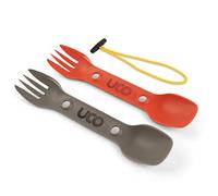 UCO Recycled ECO Utility Spork 3-in-1 Combo Spoon-Fork-Knife Utensil, 2-Pack, Chili & Slate