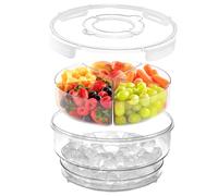 UCO Veggie Tray With Lid 11.2-Inch (28.5 cm) Chilled Divided Serving Tray Container, Ice Bottom Lazy Susan Serving Dish for Vegetable & Fruit, Rotating Snack Platter for Appertizers, Parties