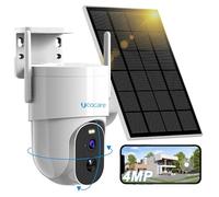 UCOCARE 4MP QHD Solar Security Camera Outdoor, 360° PTZ Camera Systems Wireless Outdoor with 5W Solar Panel & 15000mAh Battery, AI Motion Detection & Alerts, Color Night Vision, IP66