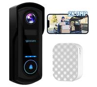 UCOCARE Video Doorbell Wireless with Chime, 2K 3MP WiFi Camera, 10000mAh Battery, PIR Motion Detection, Voice Message, Night Vision, 2-Way Audio, IP67, Support SD Card & Cloud Storage, Black (P3)