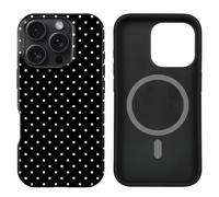 uCOLOR Case Compatible with iPhone 16 Pro- Hybrid 2-Layer Hard Shell + Silicone Protective Case -Compatible with MagSafe Scratch-Resistant Shockproof Cover 6.3" (Black Polka Dot)