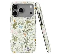 uCOLOR Case Compatible with iPhone 17 Pro- Hybrid 2-Layer Hard Shell + Silicone Protective Case Scratch-Resistant Shockproof Cover (Vintage Green Flora)