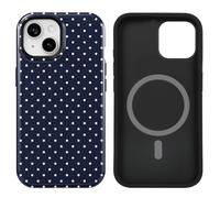 uCOLOR Compatible with iPhone 15/14/13 Case [8 ft Drop Tested] Compatible with MagSafe - Protective Luxury Designer Mag Series Cases (Navy Blue Polka Dot, iPhone 15/14/13)