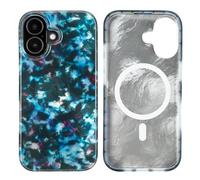 uCOLOR Compatible with iPhone 17 Case [8 ft Drop Tested] Compatible with MagSafe - Laser Holographic Protective Sparkle Glossy Designer Cover (Blue Tortoise Shell, iPhone 17)