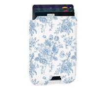 uCOLOR Compatible with Magsafe Wallet Magnetic Card Holder Compatiple with iPhone 16/15/14/13/12 Series, Strong Magnetic Slim Phone Wallet Apple Mag RFID for Women (Blue Floral)