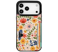 uCOLOR for iPhone 17 Pro Max Case with Card Holder- Slim Leather Wallet Case Credit Card Holder Moneymate 8-Foot Drop Protective Hidden Card Slot Cover (Colorful Wild Flowers, iPhone 17 Pro Max)