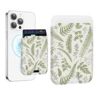 uCOLOR Upgraded Magnetic Cell Phone Wallet Card Holder-Compatible with MagSafe for iPhone 16/15/14/13/12 Series, Leather Magnetic Phone Wallet (Vintage Sage Green Floral)